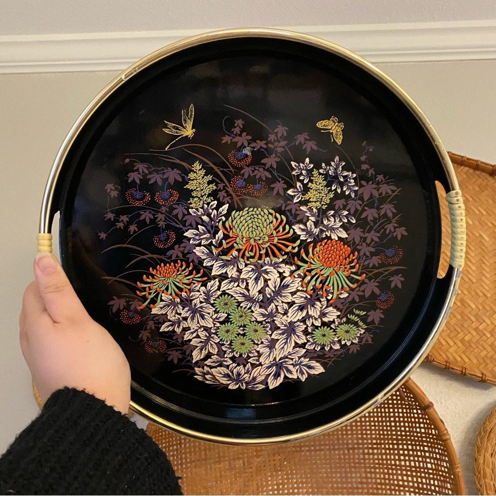 🍄SOLD🍄 Vintage Toyo Japanese Lacquer Ware Round Serving Tray